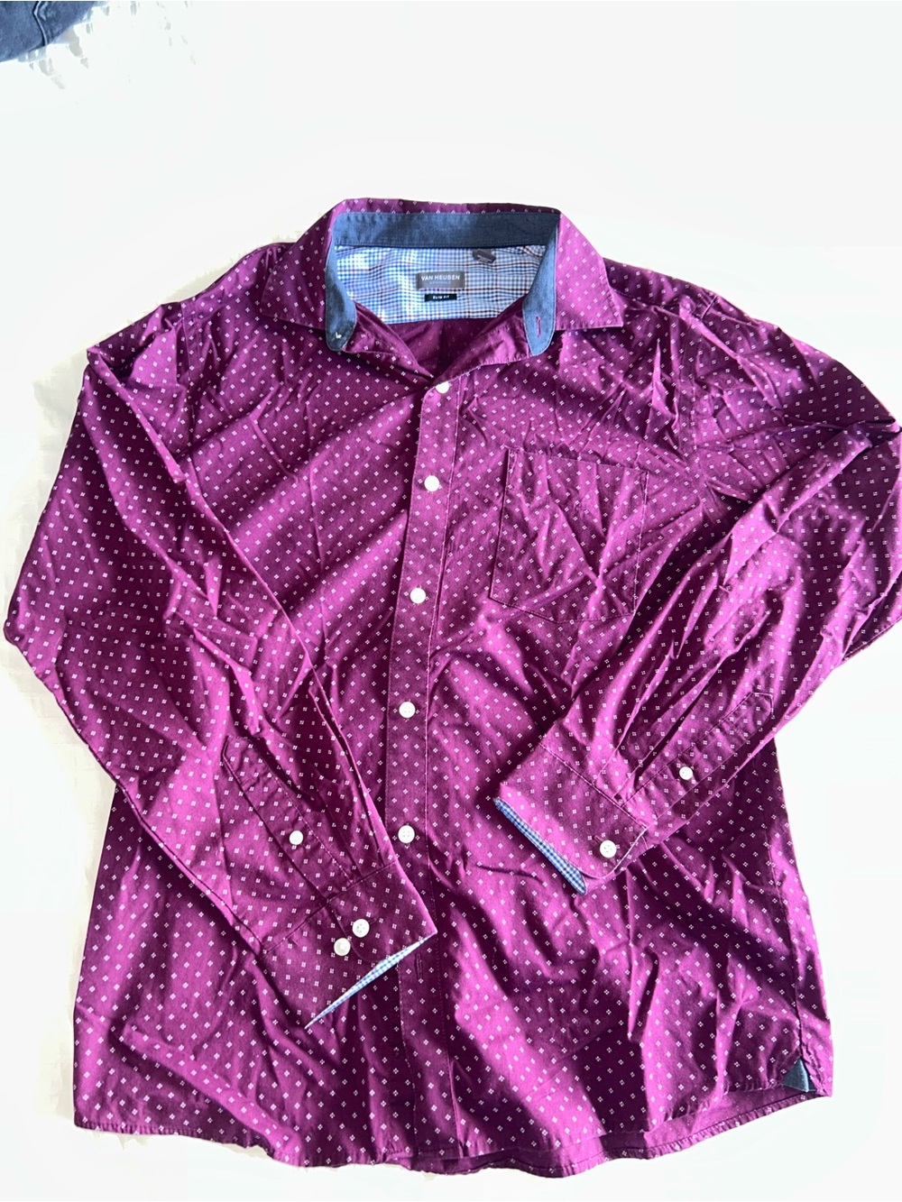 Van Heusen Men's Purple Polka Dot Button-Down Shirt